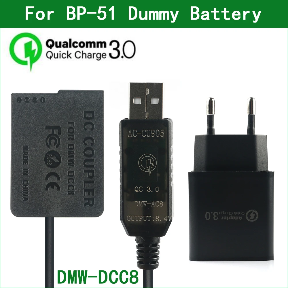 

BP-51 BP51 Dummy Battery DMW-AC8 DMW-DCC8 DC Coupler for Sigma fp dp0 dp1 dp2 dp3 Quattro