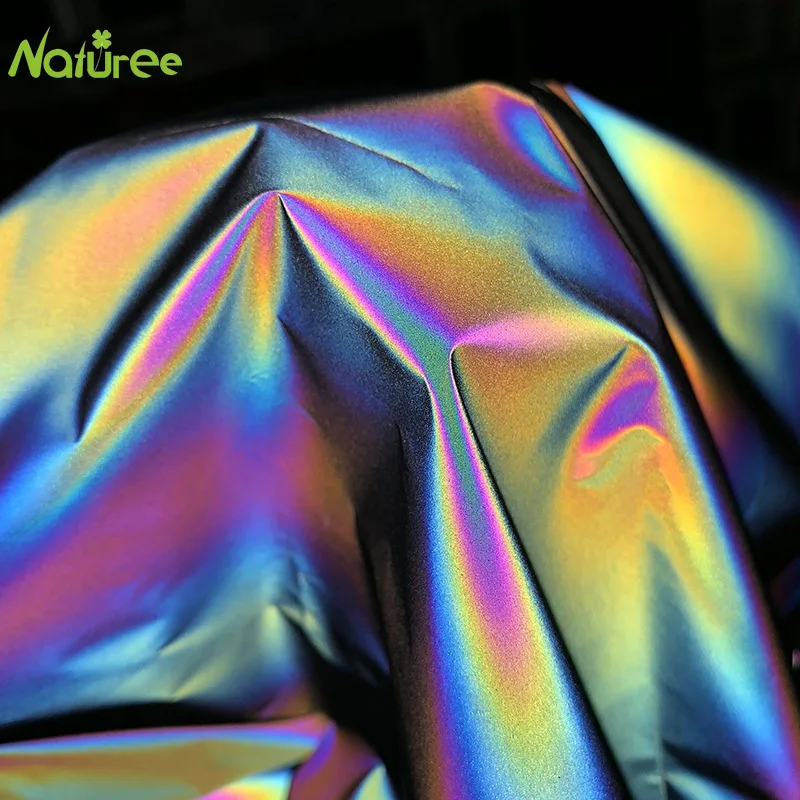 30cm*130cm Iridescence Reflective Magic Rainbow Fabric Variable Color Brilliant Reflecting Light Fiber Fabric