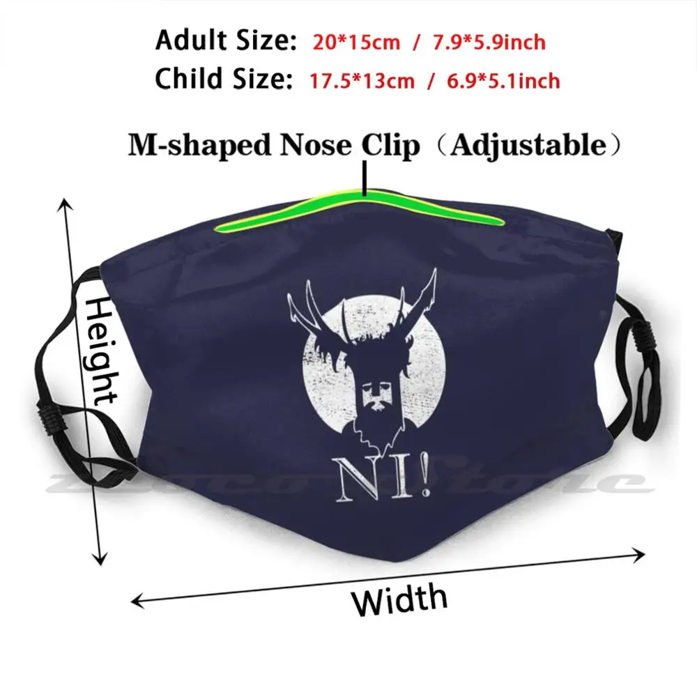 Ni ( Distressed Design ) Mask Adult Child Washable Pm2.5 Filter Logo Creativity Monty John Python Cleese Comedy British Classic