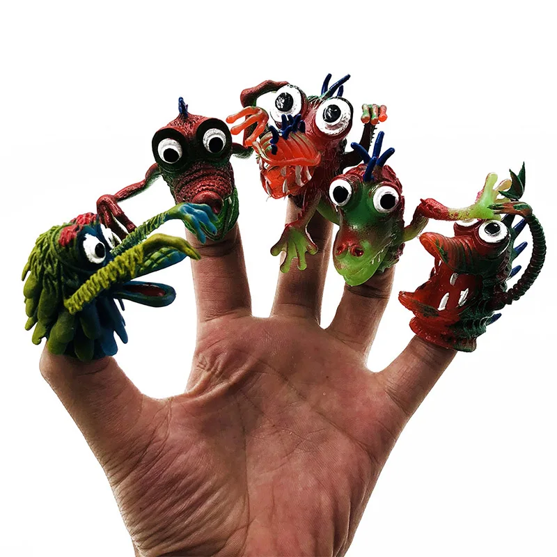 

5Pcs/Set Novelty Finger Toys TPR Plastic Simulation Animal Monsters Alien Hand Puppets Dolls Hand Story Toys For Children Boys