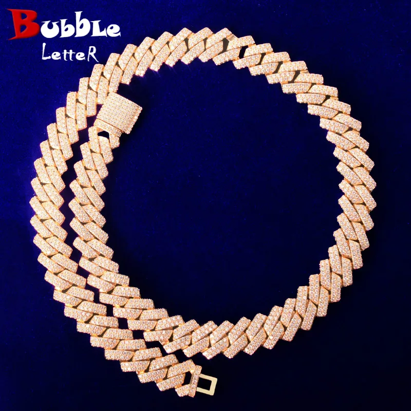 Bubble Letter Miami kubański Link Chain dla mężczyzn naszyjnik Choker Charms złoty kolor Iced Out biżuteria 2021 Trend