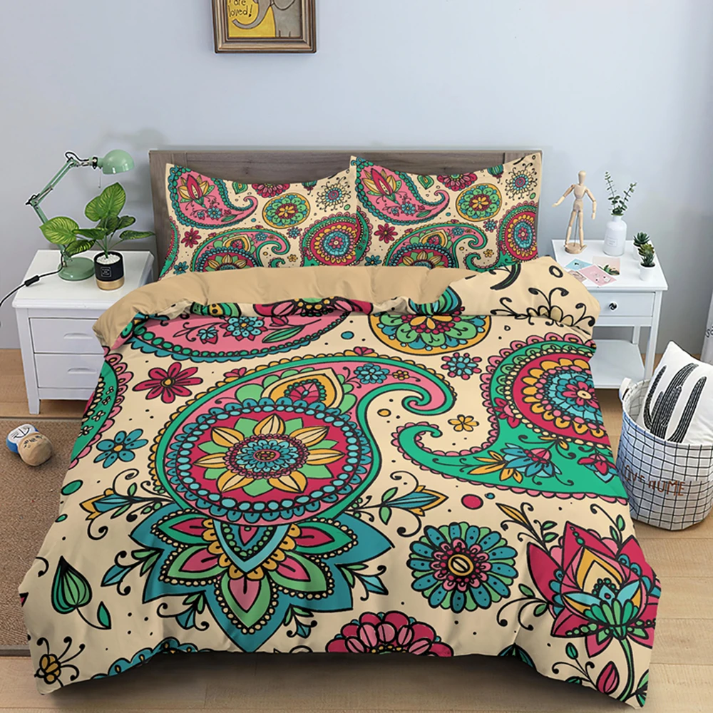 Paisley Style Boho Mandala Decor King Bedding Set 2/3PCS With Pillowcase Duvet Cover Queen Comforter Sets Home Textile Gift