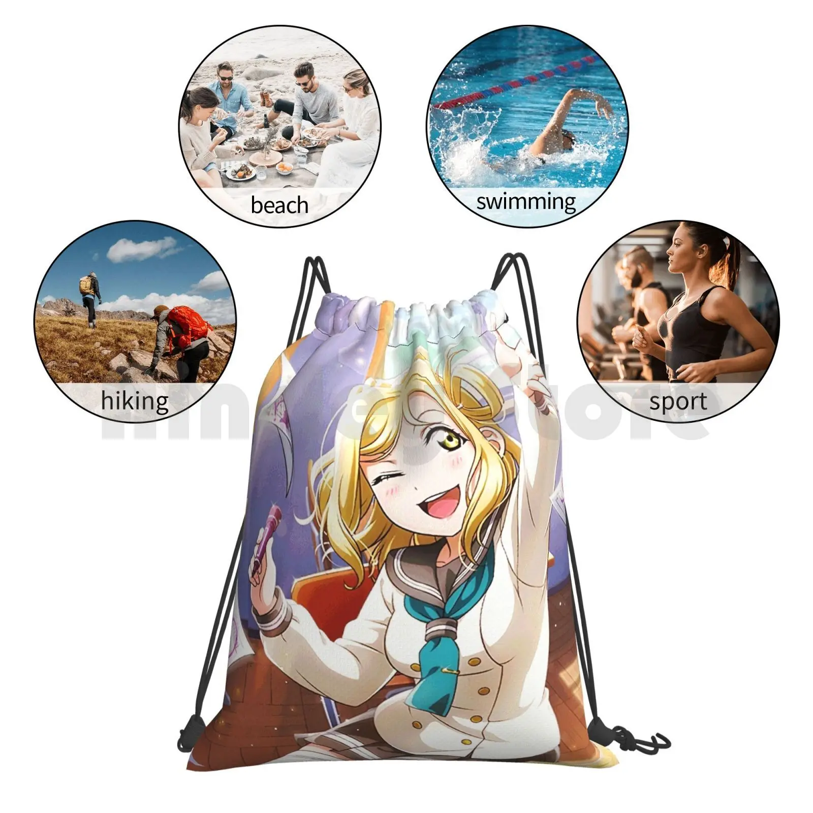 Love Live! Mari Ohara Teacher Ur Backpack Drawstring Bag Riding Climbing Gym Bag  Love Live Llsif Llsip Mari Ohara Muse