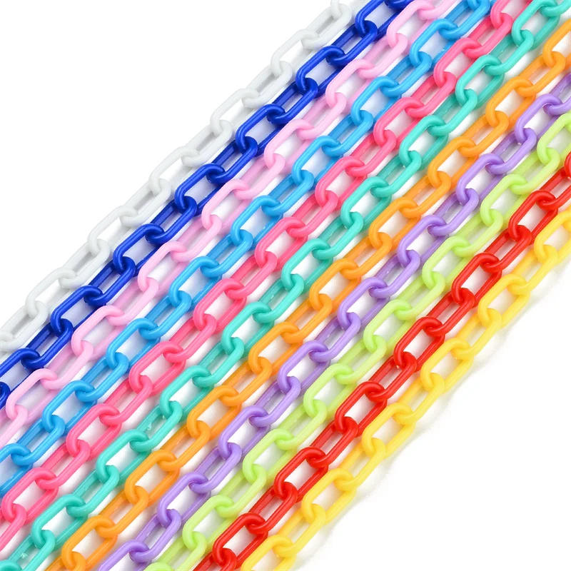 50CMX5PCS Macaron Sweetheart Chain Lobster Clasp Keychains For Necklace Bracelet Making Colorful Chain Plastic Chain Links