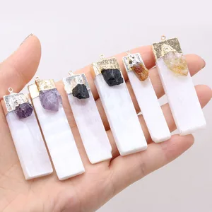 Natürlicher Selenitputz Pingon, schwarzer Turmalin -Mineralgestein, Reiki Heilungsenergiestein, Amethyst -Enchants, DIY -Halskette Making 8 Hauptverkaufsarmbänder Selenit und Turmalin - №7