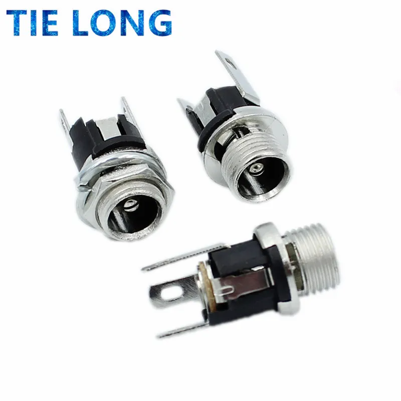 10pcs 5.5x2.1mm 5.5x2.5mm DC Socket With Nut DC Power Jack Socket Female Panel Mount Connector DC025 DC-025