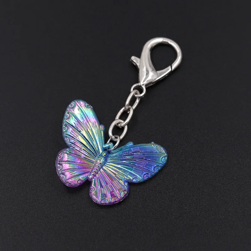 Colorful Acrylic Butterfly Pendant Key Chain for Women Bag Decoration Hanging Trinket Gifts for Female Girls