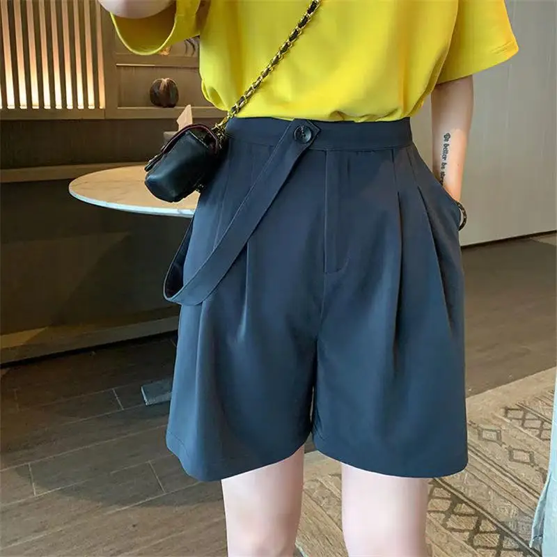 2021 Summer Fashion Suit Pants Women Character Belt Shorts Girls Leisure Look-slimHigh Waist Loose Pants Female Beach Outwear