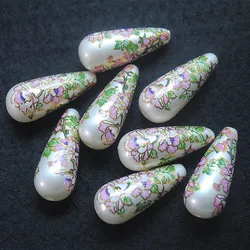 10PCS Morning Glory Plastic Beads 10x30mm Long Drop Earring Making Accessories Handmade Drawn Earring Drops Top Selling Shape