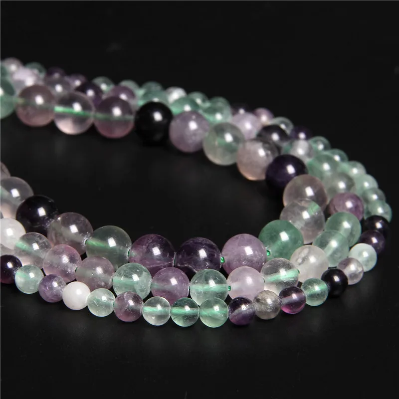 Hot Sales Natural Fluorite Beads Smooth Purple Round Loose Beads For Jewelry Making Bracelet Accessries 4 6 8 10 12MM 15\