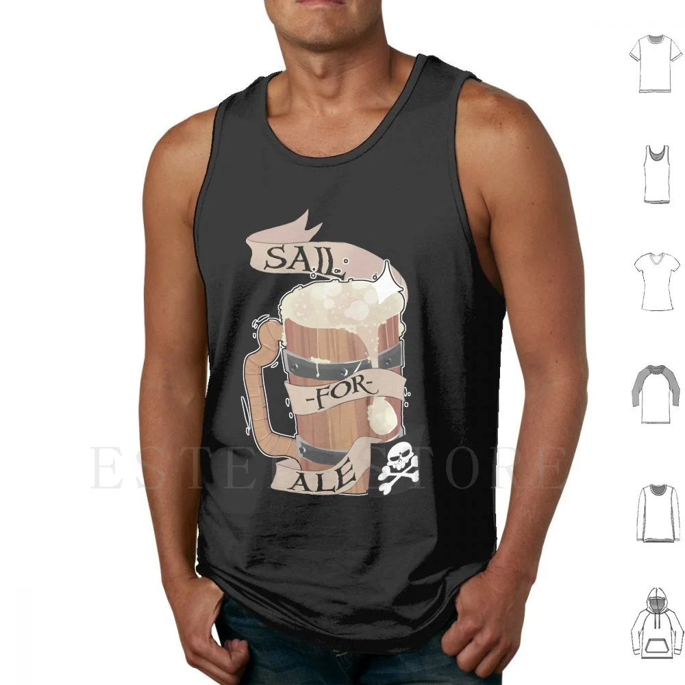 ¡Navega por Ale! Camisetas sin mangas de algodón con diseño de piratas, Jolly Roger y marina