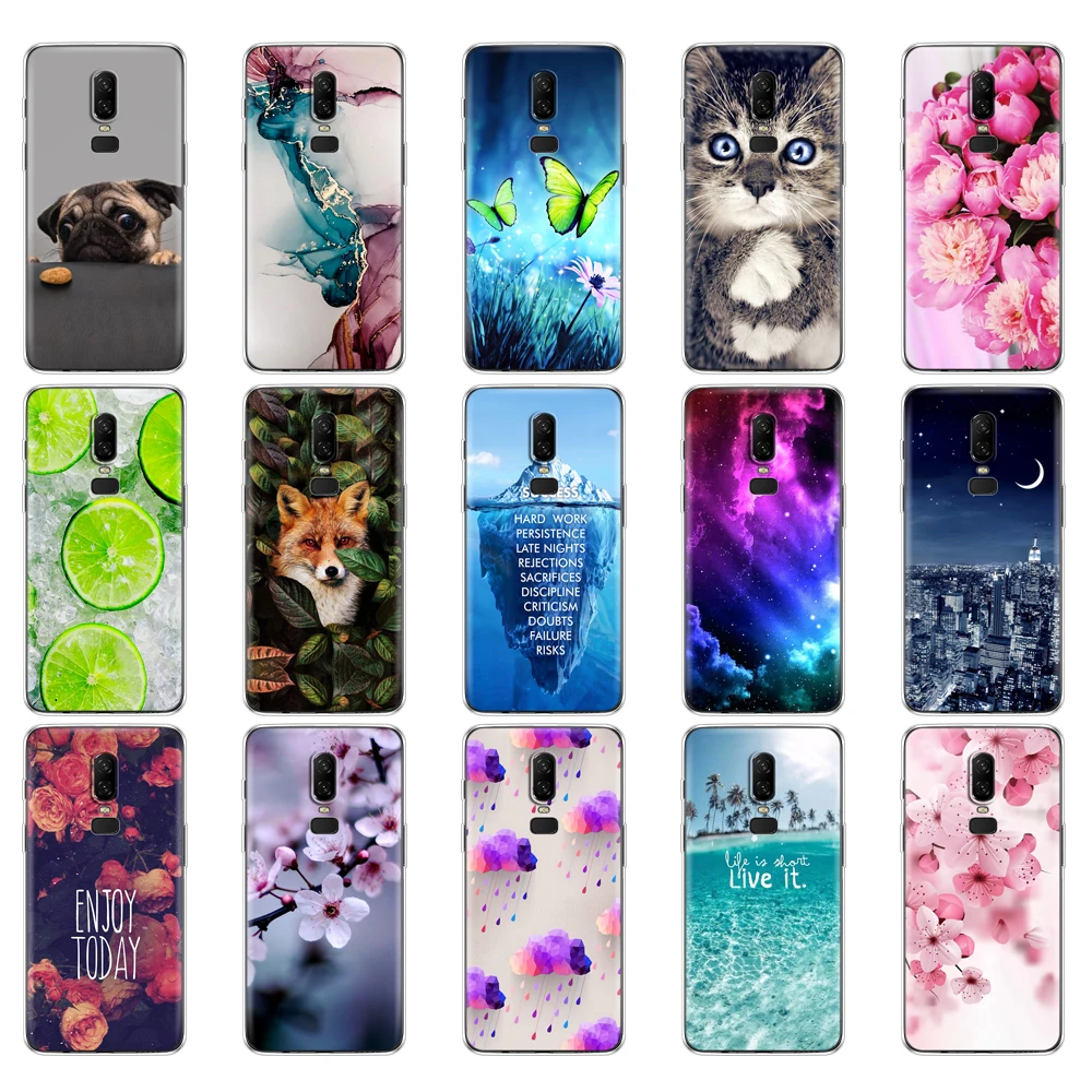 For OnePlus 6 Case Painted Silicon Soft TPU Back Phone Cover For one plus 6 Case Fundas Full Protection Coque Bumper Clear Bags