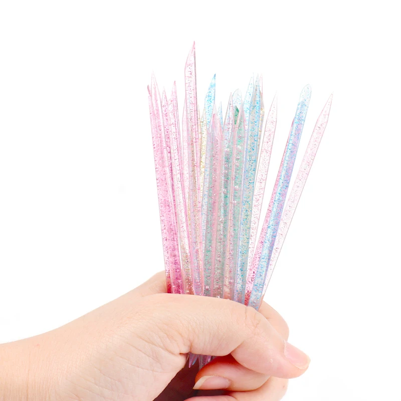100pcs Crystal Sticks For Cuticle Pusher Remover Colorful Forks For Manicure Pedicure Dual-end Reusable Nail Art Tools