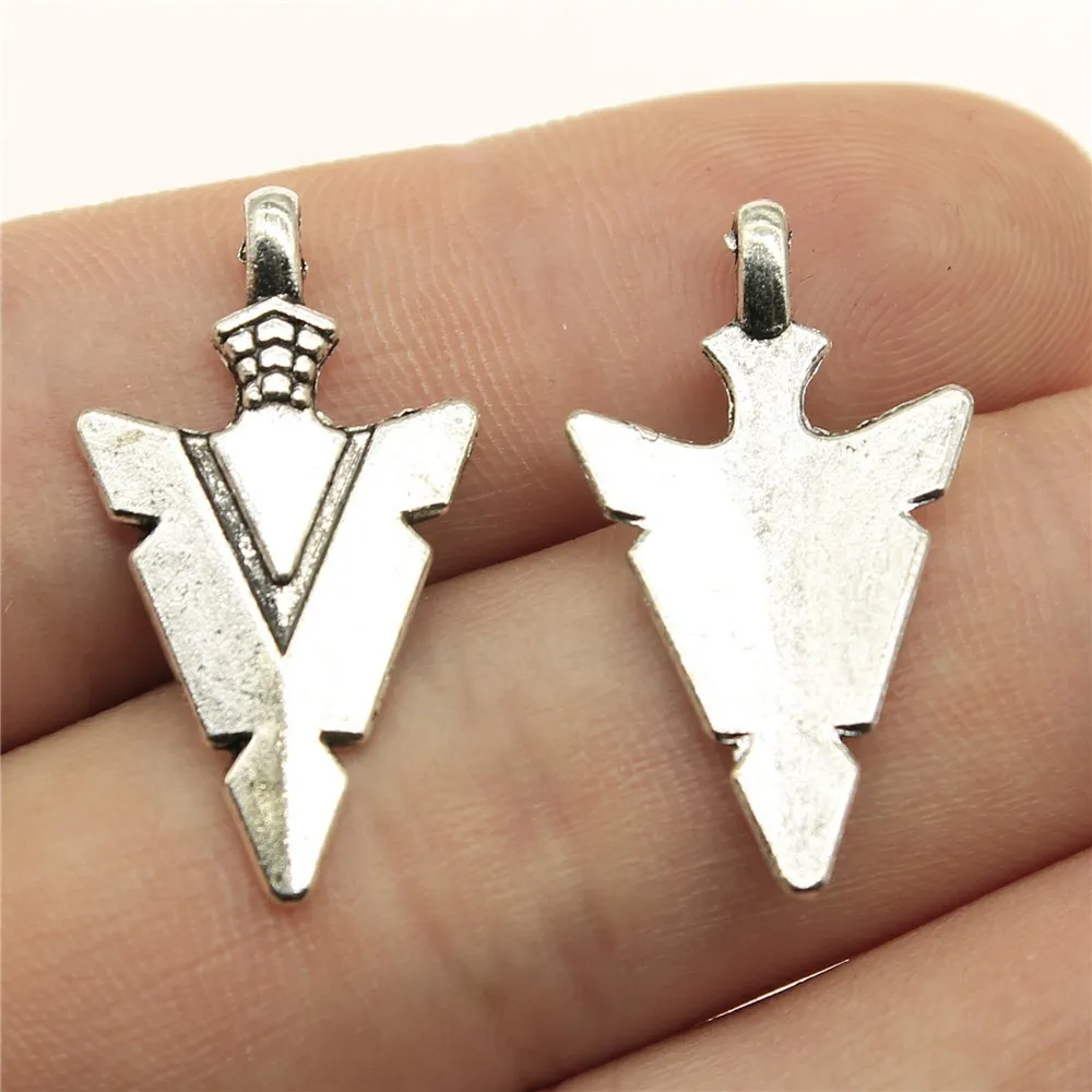 20pcs/lot 28x15mm Antique Silver Color Arrowhead Dagger Charms Handmade Pendant Making fit Vintage Tibetan DIY For Necklace