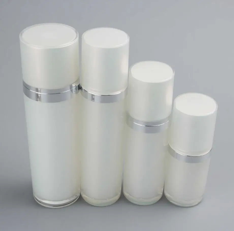 60 ml perlweißes Acryl gerade runde Form Lotionspresse Pumpe Plastikflasche Lotionsemulsion Serum Grundierung Hautverpackung