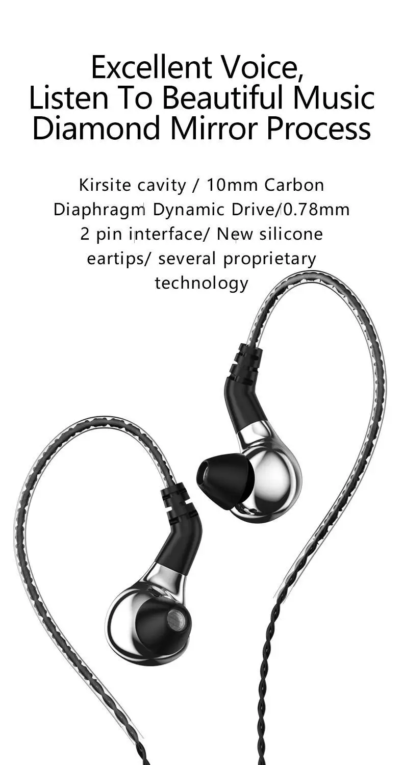 Nieuwe Blon BL-03 Bl03 10Mm Carbon Diafragma Dynamische Driver In Oor Oortelefoon Dj Lopende Oordopjes Met 2pins Kabel BL-05 BL-03 Zsn Pro