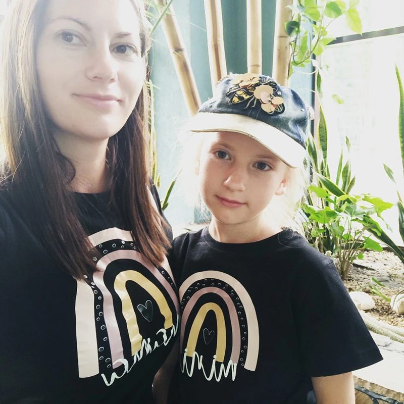 Family Matching Outfits Mother Kids Fashion T-shirt Summer Mother And Kids Matching Outfit Tops Mother Daughter Matching Clothes