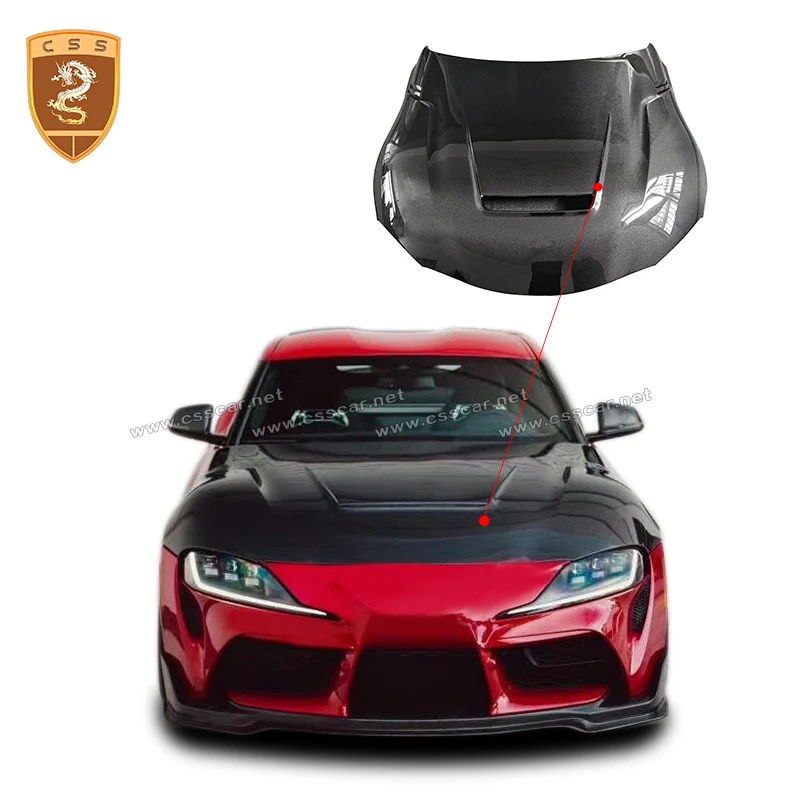 CSS Design nuevo para Toyota Supra A90 capó de motor 2019-2021 cubierta de capó delantero de coche de fibra de carbono Exterior reemplazar piezas de motor