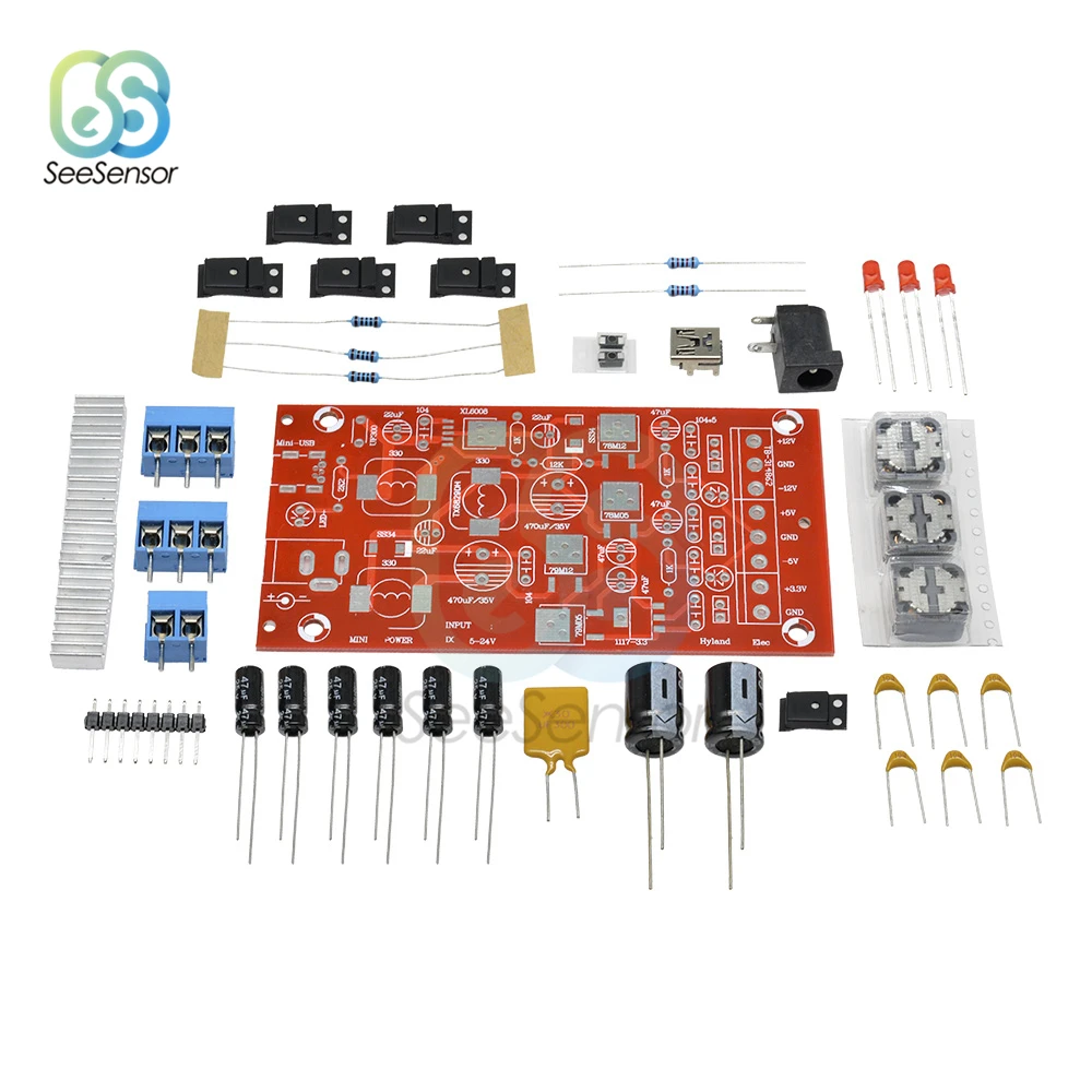 5-24V to +12V,-12V +5V -5V +3.3V DIY Power Supply Module USB Boost Single Turn Dual Linear Regulator Multiple Output Power Kit