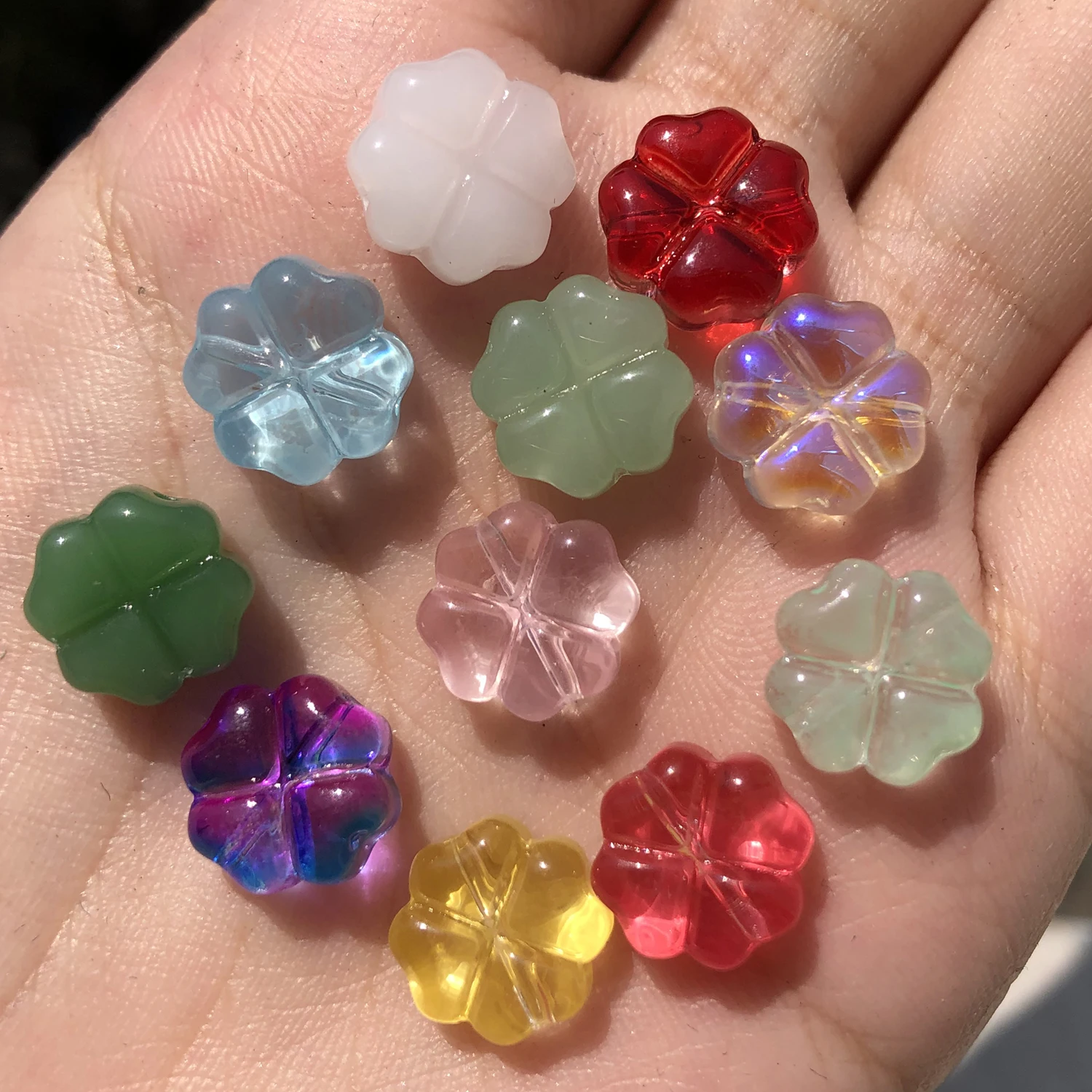 20pcs/lot 10x10mm Czech Lampwork Crystal Flower Spacer Beads Flat Round Loose Beads For DIY Jewelry Making Supplies Accessories