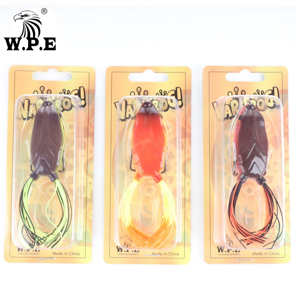 W.P.E New Frog Lure 1pcs 15.2g Snakehead Artificial Crank Strong Soft Lure Ray Frog Lure Minnow Fishing Tackle Top Water Bait