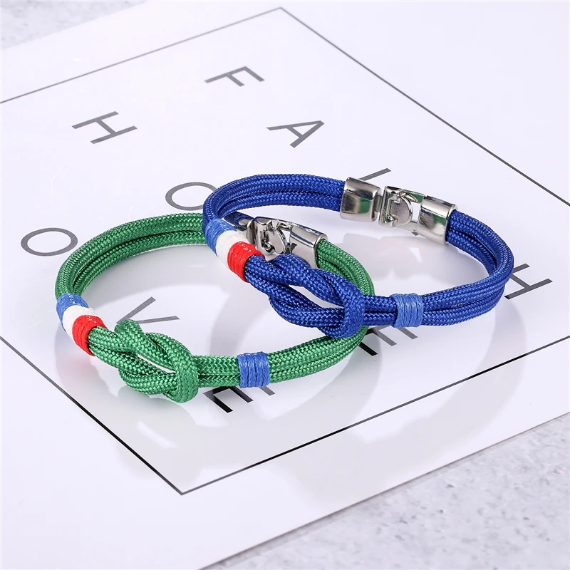 MKENDN Fashion Country French Flag Bracelet Sport Camping Parachute Cord Men Women Infinity Rope Chain Bracelet Friendship Gifts