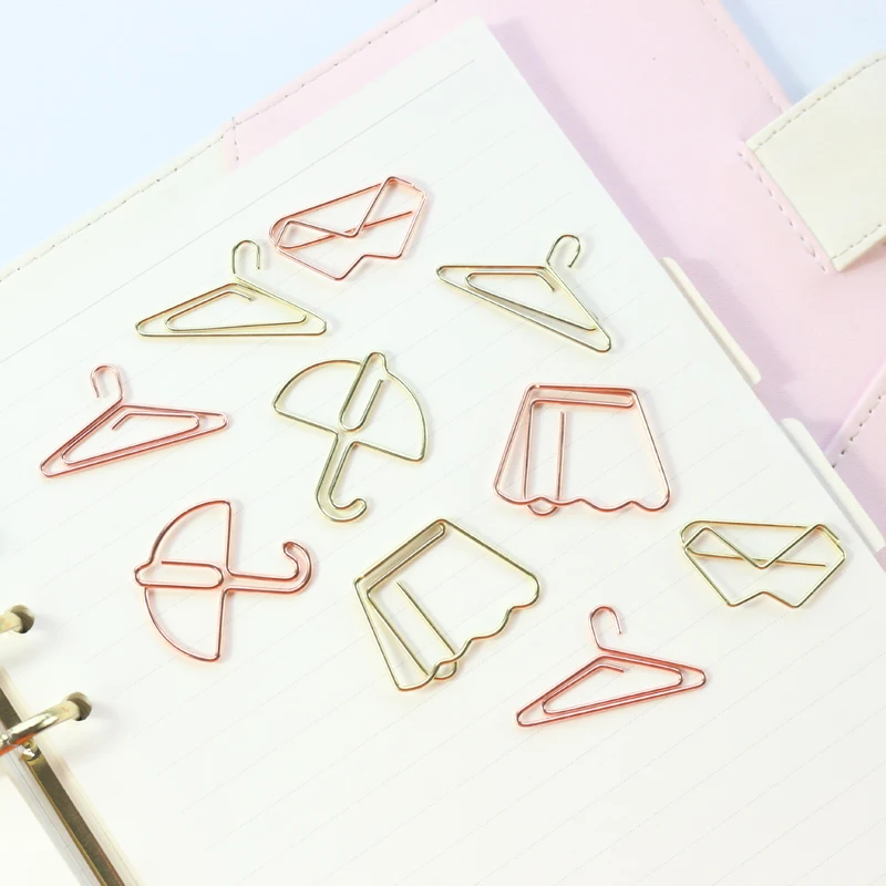 

Domikee cute creative metal office school paper clips set stationery,fine student memo clips/bookmark set,gold pink,5pcs/set