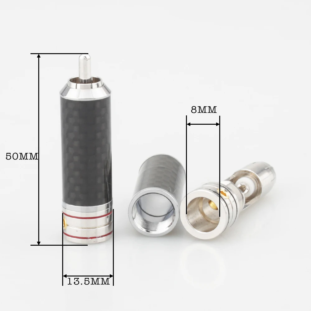 Audiocrast RCA Phono Plug HIFI Analogue cable Plug Carbon Fiber RCA Plug Rhodium Plated DIY