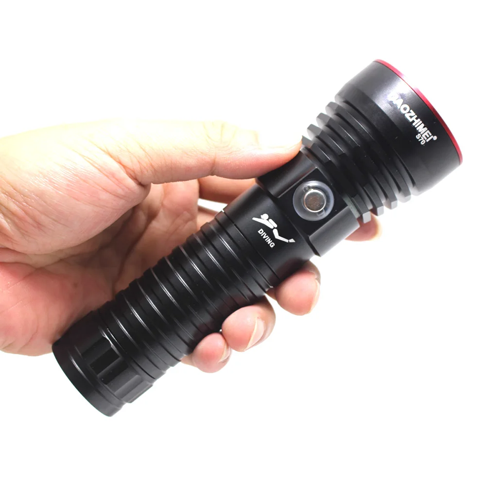 6000 Lumens Diving Flashlight P70 LED Yellow/White Light 3 Modes Underwater Light IPX8 Waterproof Tactical led Lantern