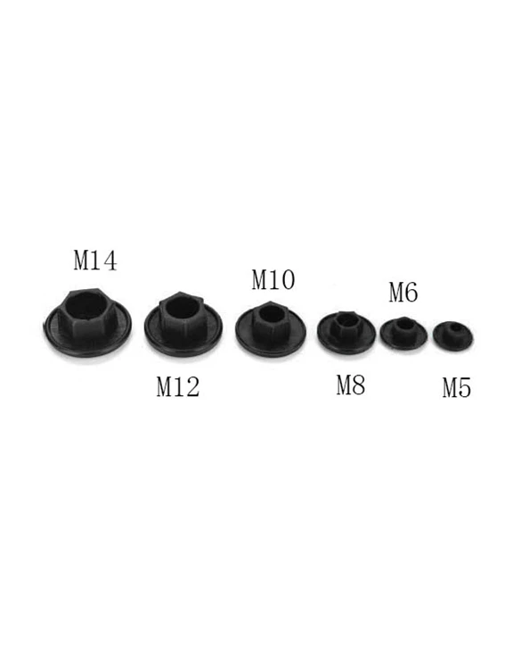 20Pcs Fasteners Screws Covers Caps Black Hex Bolt Screw Nut Hexagon Head Cover Cap Protector M5/M6/M8/M10/M12/M14