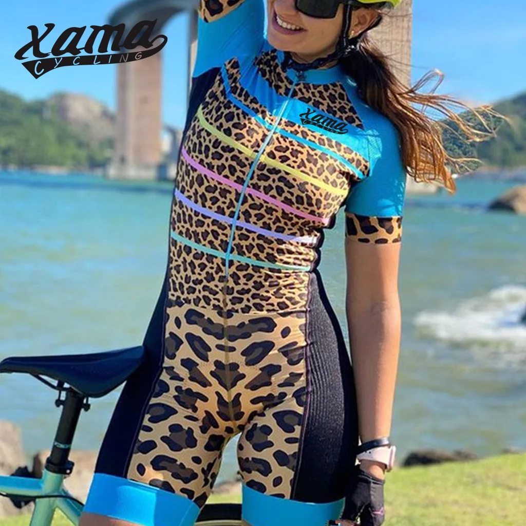 Xama Cycling Female Cycling Dungarees Cycliste Clothing Outfit With 20D Gel Pad Summer Short Sleeve Free Shipping Bike Skinsuit