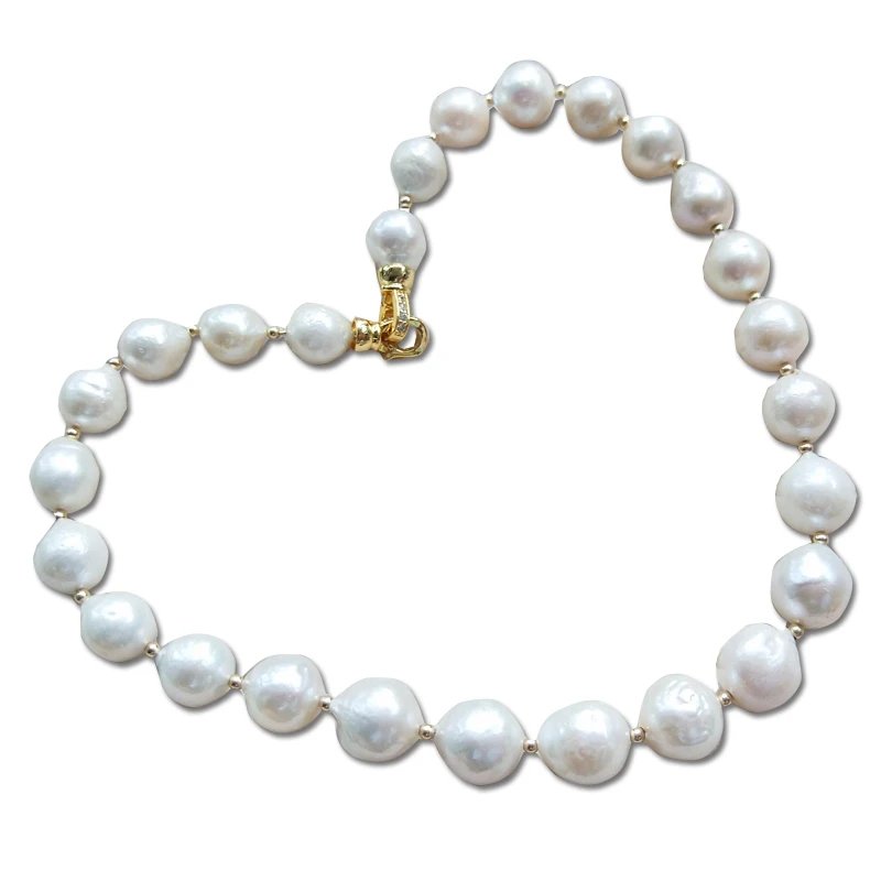 WHITE freshwater pearl reborn pearl near round 9-13mm necklace 43cm  nature FPPJ wholesale beads