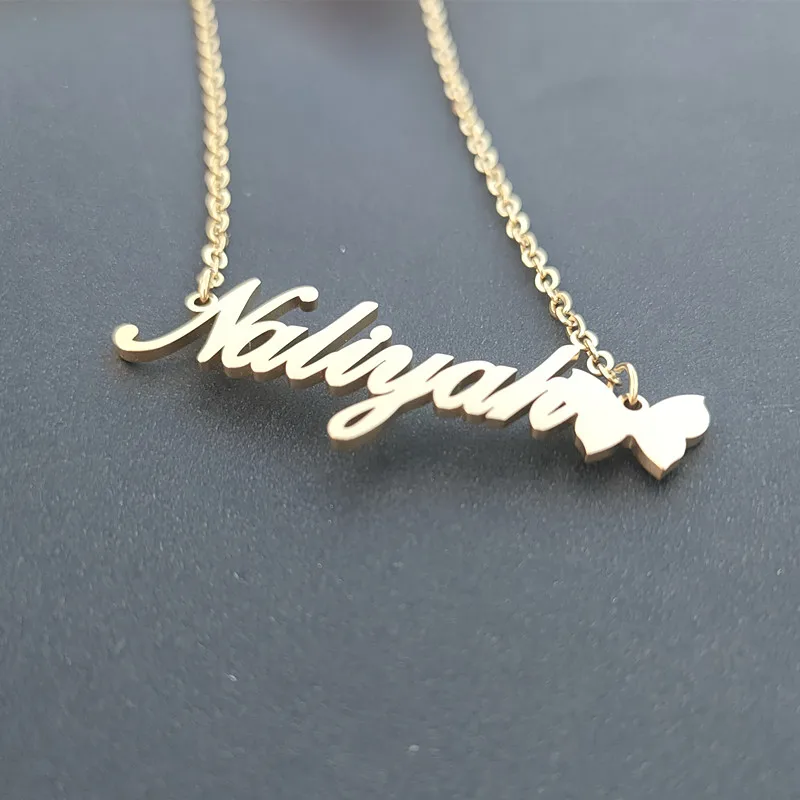 Custom Name Necklace Simple Butterfly Pendant Necklace For Women Personalized Jewelry Customized Wedding  Gifr