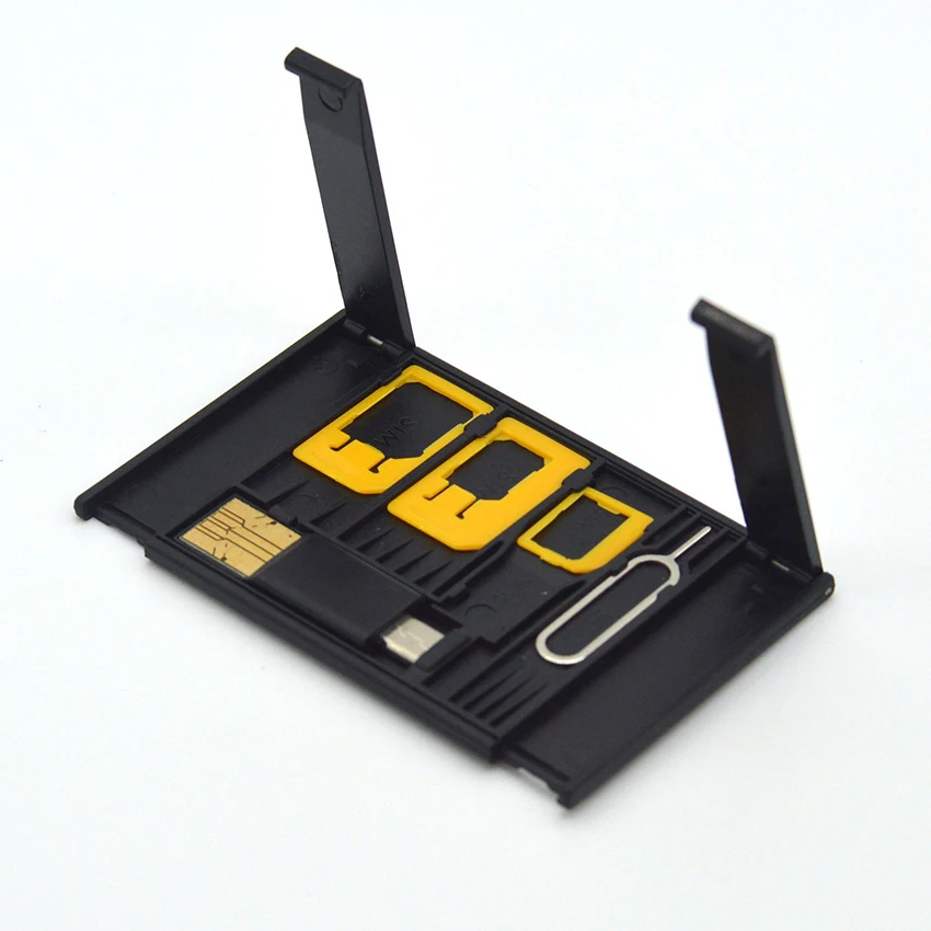 Multifunctional Cellphone Micro Sim Standard SIM Storage Case Lightweight 2-in-1 TF Cards Reader Micro-USB/USB Eject Pin
