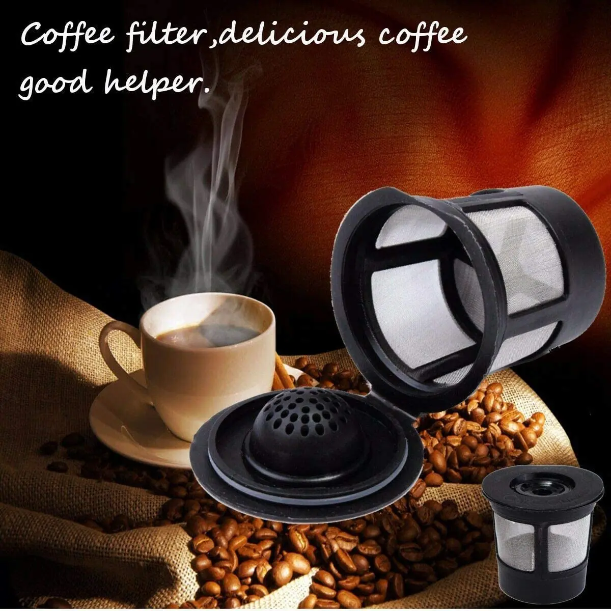 3 PCS Reusable Edelstahl Filter Kaffee Filter Kapsel für Keurig 1,0 und 2,0 K200 250 Brewer Kaffee Maker mit ein Löffel – Detail 3