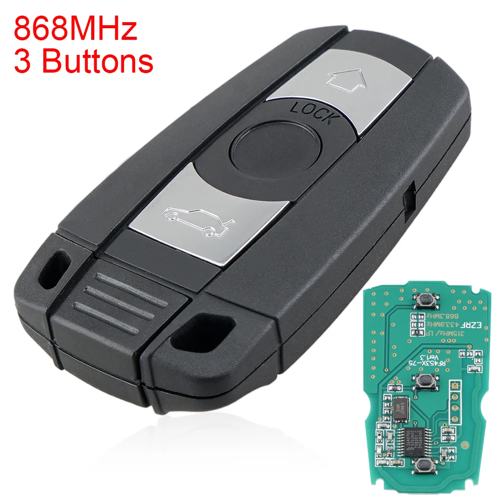 

868MHz 3 Buttons Remote Car Key PCF7945 Chip for BMW X5 E70 X6 E71 E72 Z4 E89 E82 E88 E90 E91 E92 E93 E60 E61 E63E64 E65 E66 F01