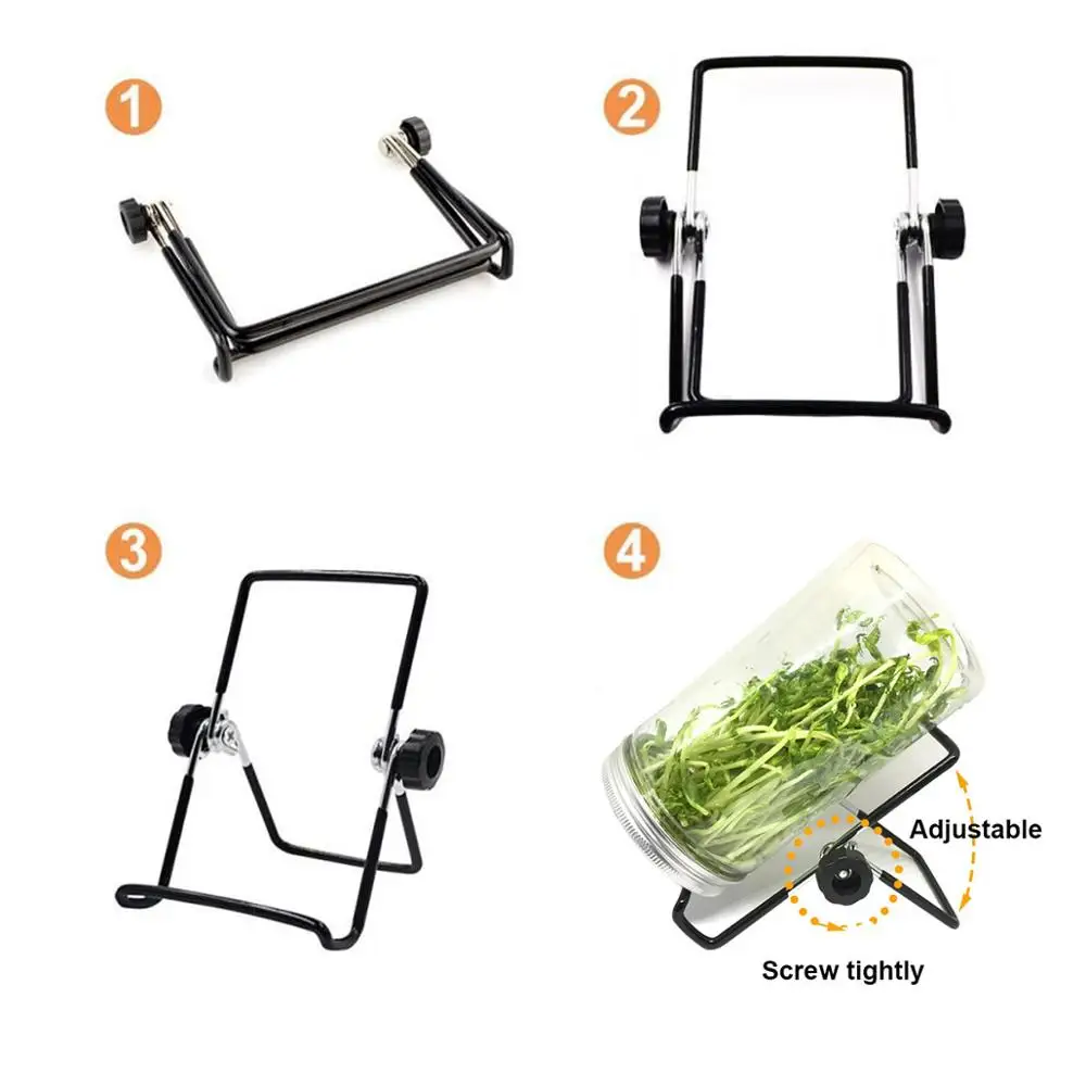 2 Pcs Sprouting Stands Durable Stainless Steel Sprouter Foldable Non-slip Scaffold Mason Jar and Phone iPad Tablet Fixed Bracket