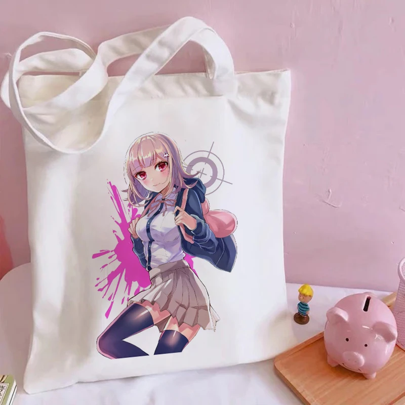 Anime giapponese dolce ragazza Kawaii Shopper Bag Shopping Bags borse borsa di tela borsa a tracolla Casual donna Eco Bag ad alta capacità