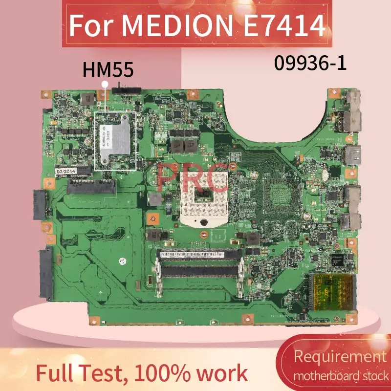 

For MEDION E7414 PGA 989 Notebook Motherboard 09936-1 HM55 DDR3 Laptop Mainboard