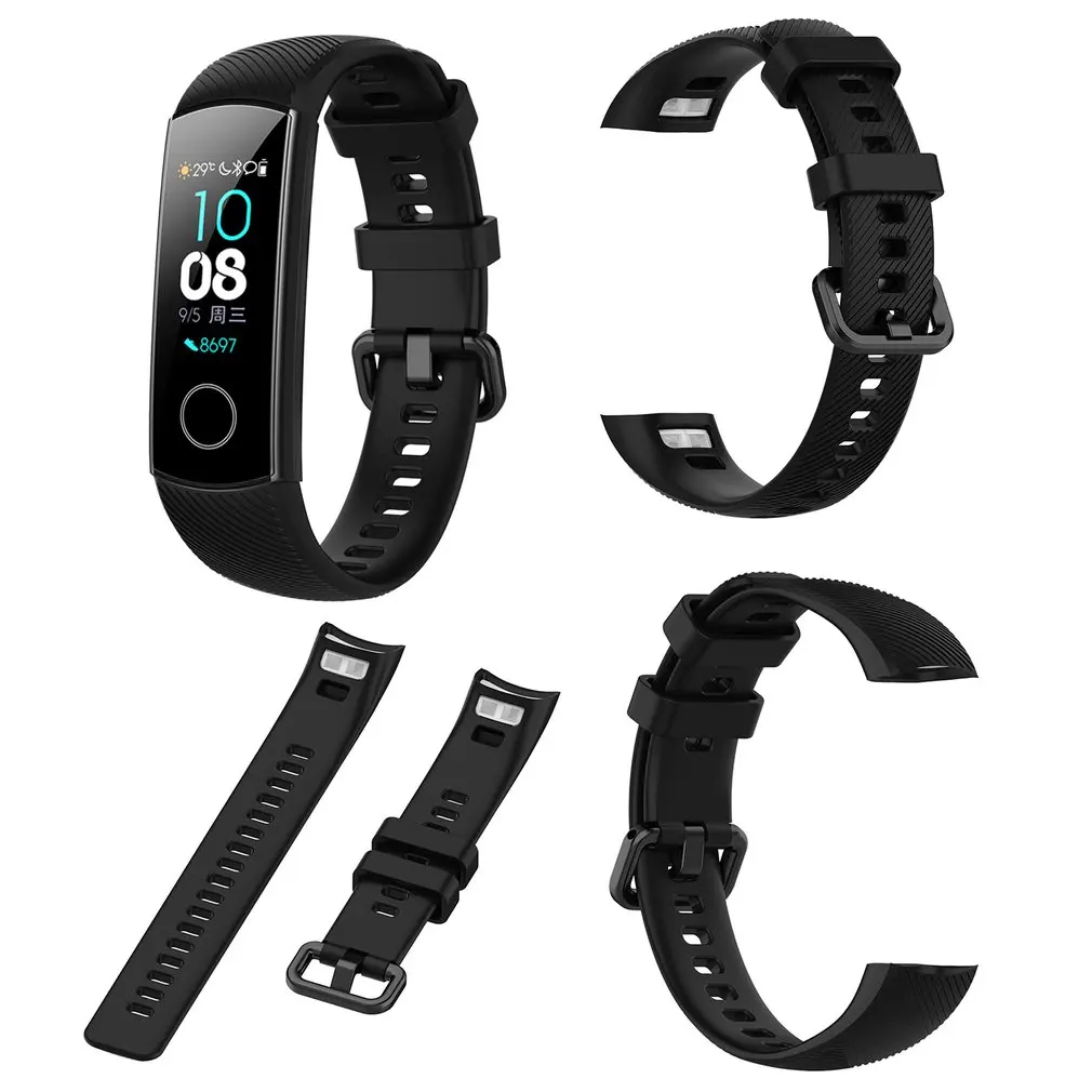 สายรัดข้อมือซิลิโคนสำหรับ Huawei Honor Band 5มาตรฐานสายรัดข้อมือสมาร์ทสายรัดข้อมือสร้อยข้อมือเข็มขัด