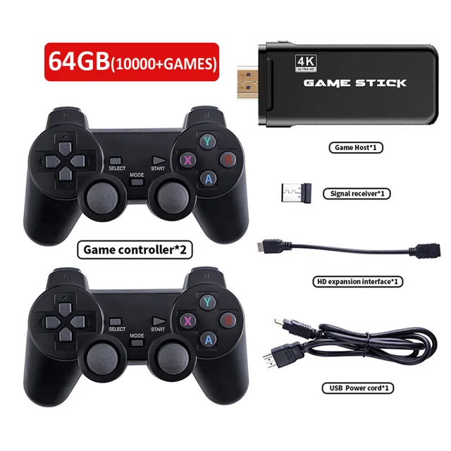 4K الترا لعبة فيديو وحدة التحكم المزدوجة GamePad ل PS1/GBA ريترو تلفزيون لعبة وحدة التحكم HD-متوافق 32GB 3000 ألعاب لعبة فيديو عصا