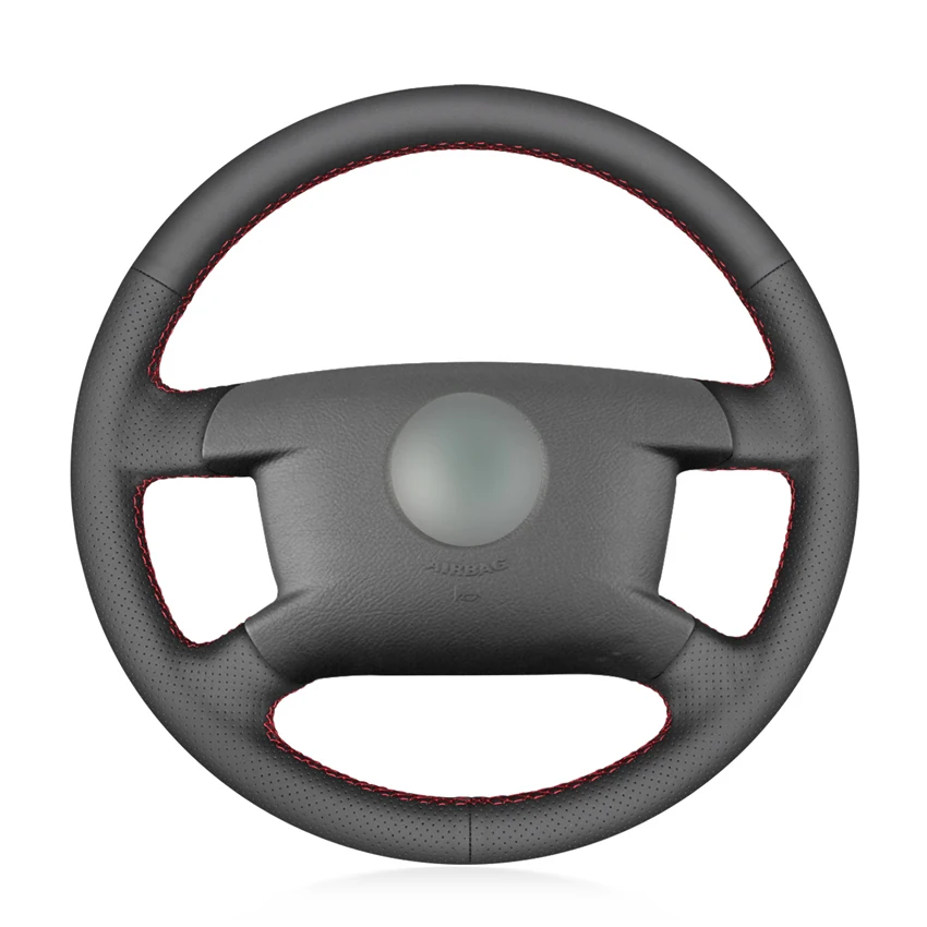 Hand-stitched Black Leather Car Steering Wheel Cover for Volkswagen VW Caddy 2003-2006 Caravelle 2003-2009 T5 2008