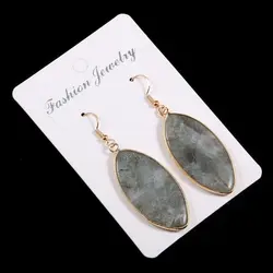 Natural Labradorite Stone Earrings for Women Exquisite Jewelry Handmade Gems Stones Drop Earring Size 20x45mm