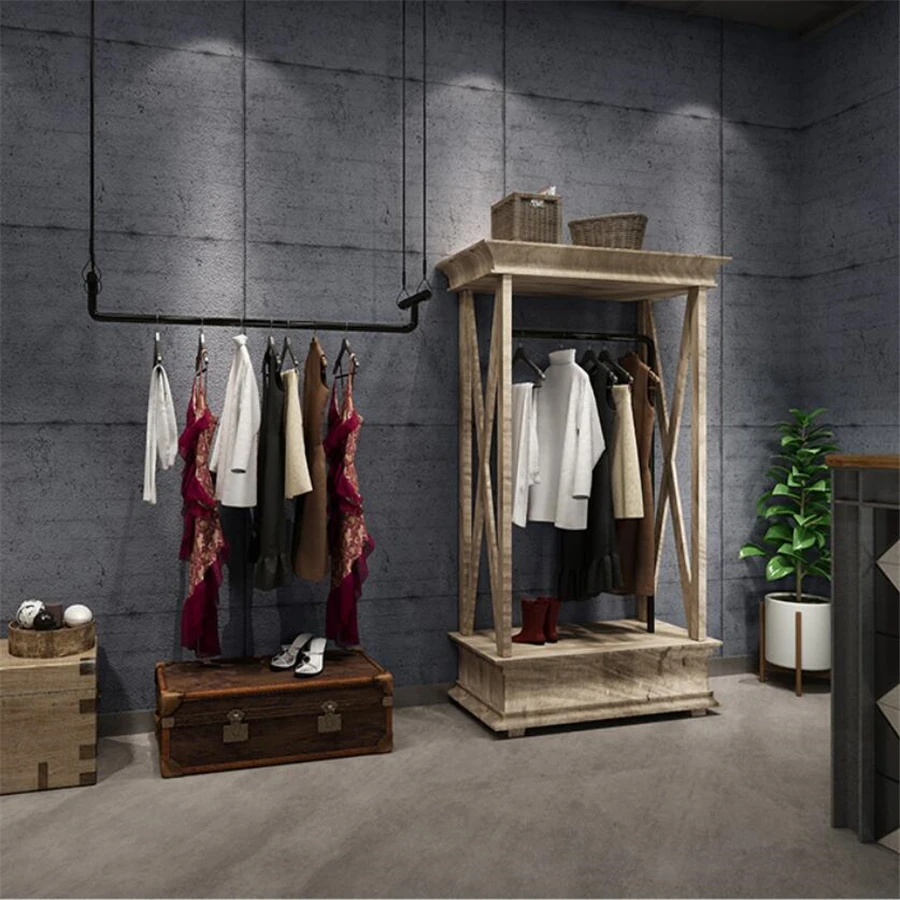 

WELLYU Retro industrial style plain gray cement gray wallpaper barber shop senior gray wallpaper clothing store papier peint