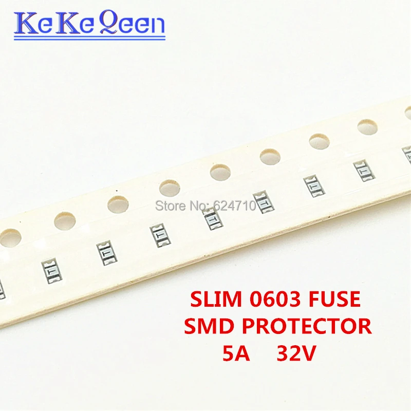 100Pcs 0494005.NR 5A 32V 0494.500NR 0.5A 32V FUSE BOARD MNT 0603 SMD PROTECTOR SLIM Thin Film  Fast-Acting Marking T