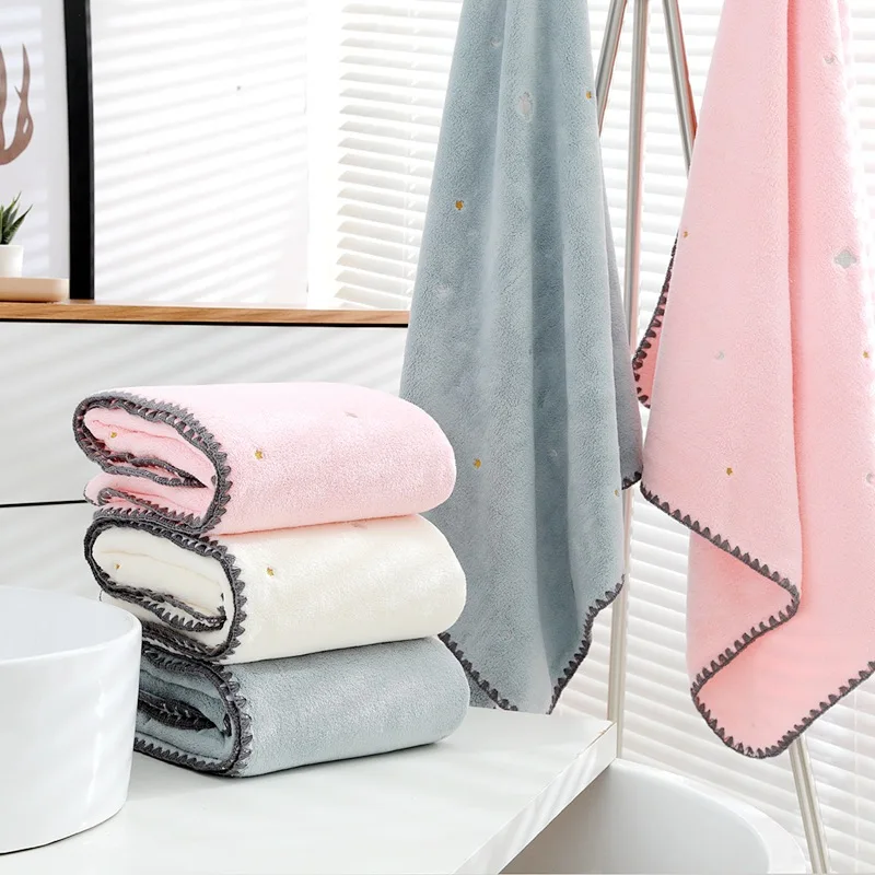 

Drop Shipping 70*140cm Coral Fleece Bath Towel Microfiber Fabric Towel Absorbent Quick-Drying Soft Household Bathroom Bath Towel