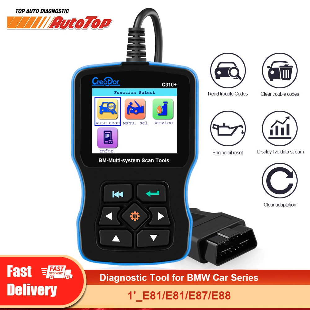 For BMW OBD2 Scanner Professional Creator C310 Mini e46 e90 e60 e39 f10 f30 Airbag ABS All System Oil Reset BMW Diagnostic Tool