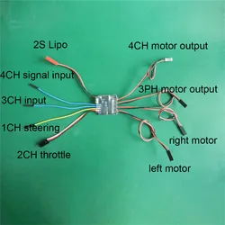 For 35/1 Tank Model 2S 1.8A 6V-10V Bidirectional Electronic Speed Controller BEC 5V 1.5A 4CH Two Way Brushed ESC