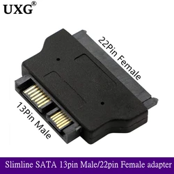 Slimline SATA Adapter Serial ATA 7+15 22pin Female to Slim 7+6 13pin Male Adapter for Desktop Laptop HDD CD-ROM Hard Disk Drive