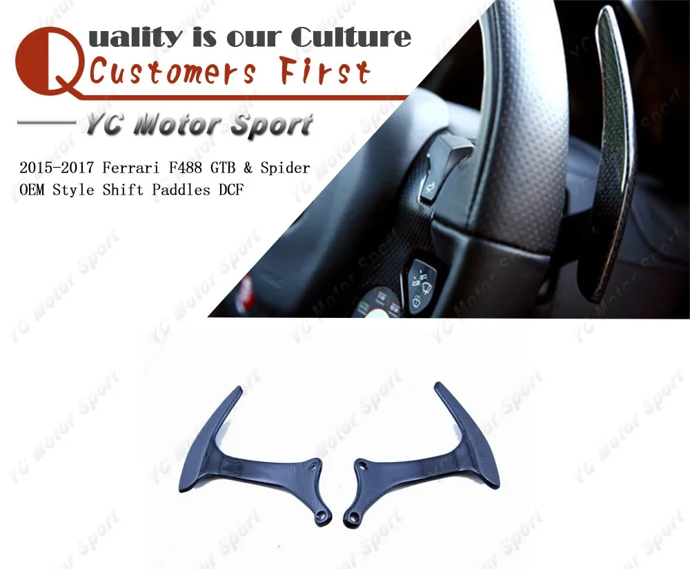 Car Accessories Dry Carbon Fiber OEM Style Shift Paddle Fit For 2015-2017 F488 GTB & Spider Shift Paddles Car-styling